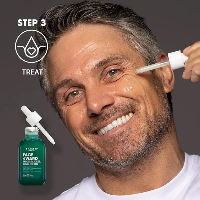 Shakeup - Mens Skincare Routine with Wash Bag, Gift Set, Daily Face Wash, Clarifying Toner, Anti Ageing Serum, Matte-Effect Moisturiser, Plus Wash Bag-Velvo Beauty