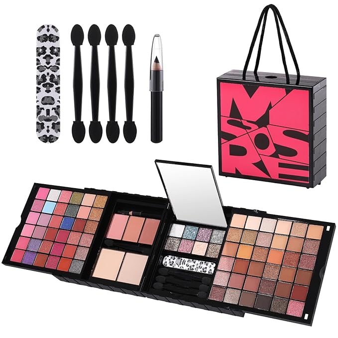 Makeup Sets For Teens Women Full Kits - All in One Gift Makeup Kits For Girls Make Up Set Included Eyeshadow, Blusher, Compact Powder, Eyeliner Pencil For Beginners (N)-Velvo Beauty