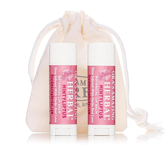 Natural Lip Balm, Herbal Infused, Mintyliptus Peppermint Eucalyptus, Calendula Lip Balm, Ora's Amazing Herbal-Velvo Beauty