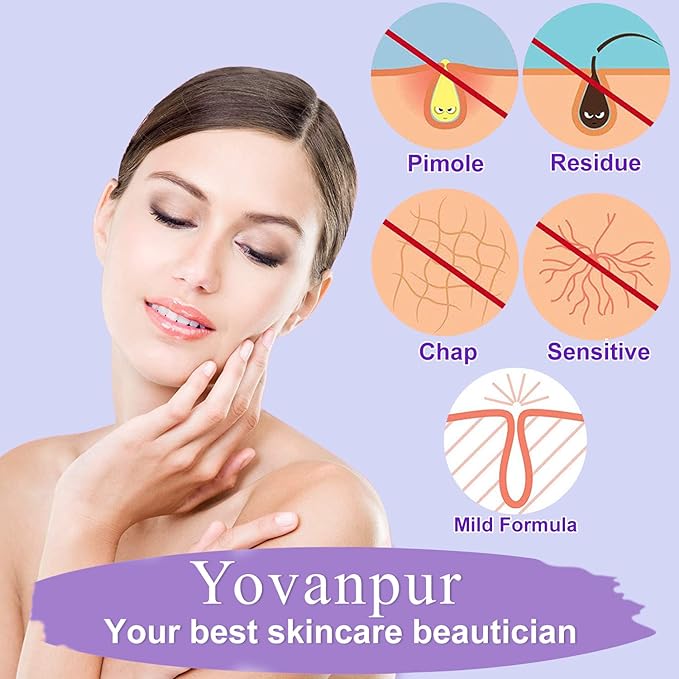 Hard Wax Beads for Hair Removal, Waxing Beans for Sensitive Skin (Violet), 10.5 Ounce/bag with 10pcs Wax Sticks-Velvo Beauty