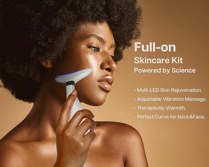 Lily Neck Face Massager, Face Sculpting Tool, Skin Rejuvenation Device with Thermal, Triple Action LED and Vibration, for Anti-Aging, Lifting and Tightening Sagging Skin (Pearl White)-Velvo Beauty