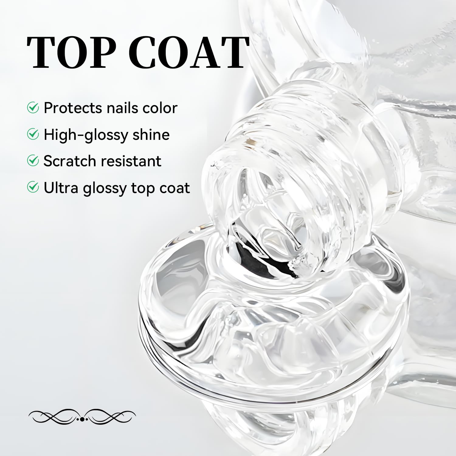 16.5ml Top Coat Clear Nail Polish, Quick Dry High Gloss Shine Large Volume Top Coat, Long Wear and Scratch Resistant for Women Salon DIY Nail Art-Velvo Beauty