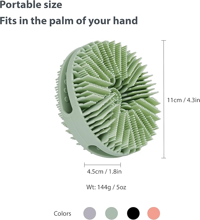 2 PC Silicone Exfoliating Body Scrubber, Silicone Body Shampoo Brush, Soft Silicone Loofah for Sensitive Skin, Shower Silicone Hair Scalp Massager, Easy to Clean, Lather Well(Gray&Green)-Velvo Beauty