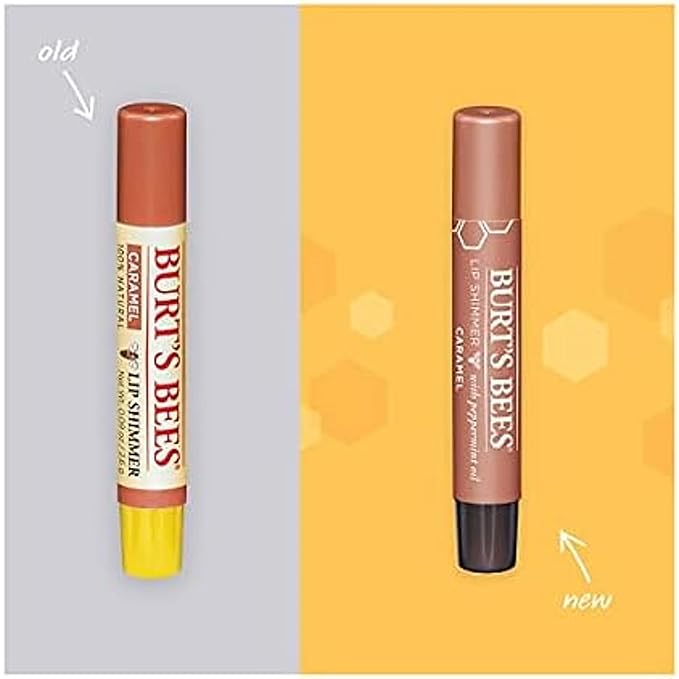 Burt's Bees Shimmer Lip Tint Set, Tinted Lip Balm Stick, Moisturizing for All Day Hydration with Natural Origin Glowy Pigmented Finish & Buildable Color, Caramel (4-Pack)-Velvo Beauty