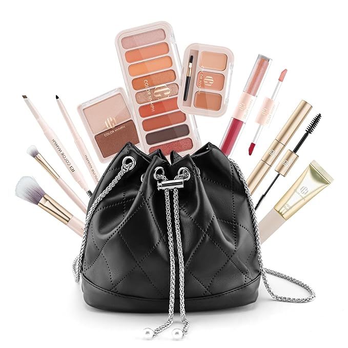 Color Nymph Girls Makeup Kit for Teens Girls with Cosmetic Bag, Full Face Makeup Kit For Women included 9 Color Eyeshadow Palette Concealer Liquid Blush Eyeliner Lipgloss-Velvo Beauty