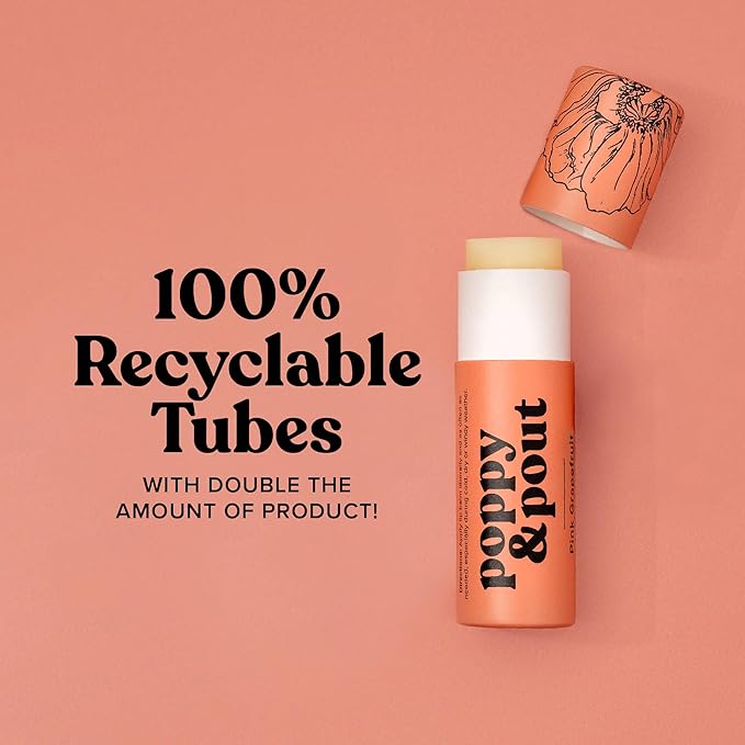 Poppy & Pout Pink Grapefruit Jumbo Lip Balm | All Natural Lip Balms & Moisturizers | Hydrates with Beeswax, Vitamin E, Organic Coconut Oil | Cruelty-Free | Lip Balm in Recyclable Cardboard Tube-Velvo Beauty