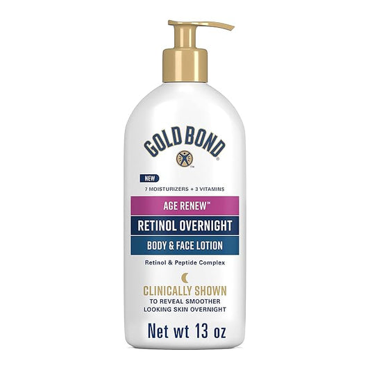 Gold Bond Age Renew Retinol Overnight Body & Face Lotion, With Retinol & Peptide Complex, 13 oz.-Velvo Beauty