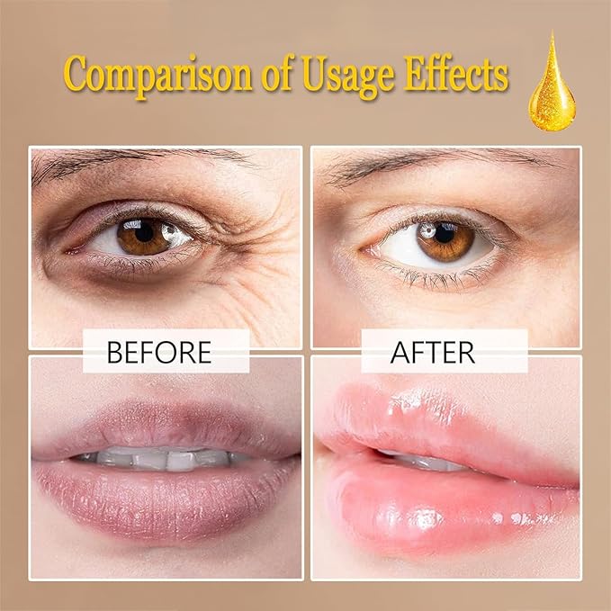 30 Pairs Lip Masks & Eye Mask, 24K Gold Gel Crystal Collagen Eye Patches for Puffy Eyes and Dark Circles Eyes, Effectively Nourishes the Lip & Eye Skin, Reducing Wrinkles and Fine Lines-Velvo Beauty