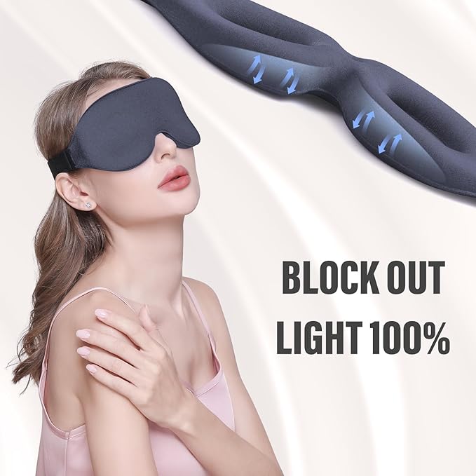 YIVIEW Sleep Mask for Side Sleeper, Complete Light Blocking 3D Sleeping Eye Mask, Soft Breathable Eye Cover for Women Men, Relaxing Zero Pressure Night Blindfold-Velvo Beauty