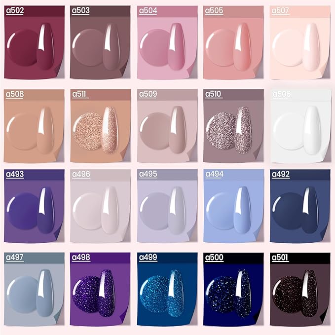 Beetles Gel Nail Polish Kit, 23Pcs Nude Pink Gel Polish White Gray Baby Blue Glitters Nail Polish Set with Glossy Matte Top Coat and Base Coat Fall Winter U V Soak Off Manicure Gift For Women-Velvo Beauty