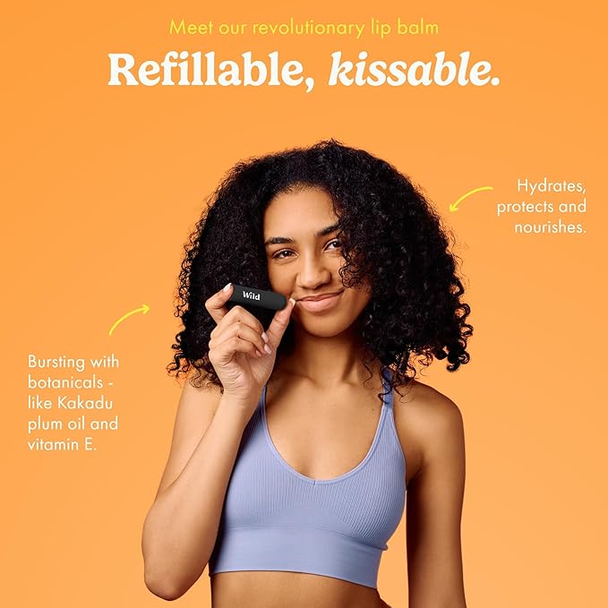 Wild Refillable Lip Balm Starter Kit - Includes Black Aluminum Case & 3 Pack Lip Balm Refills in a Variety of Scents - Includes Passionfruit Swirl, Original and Coconut & Vanilla Scents-Velvo Beauty