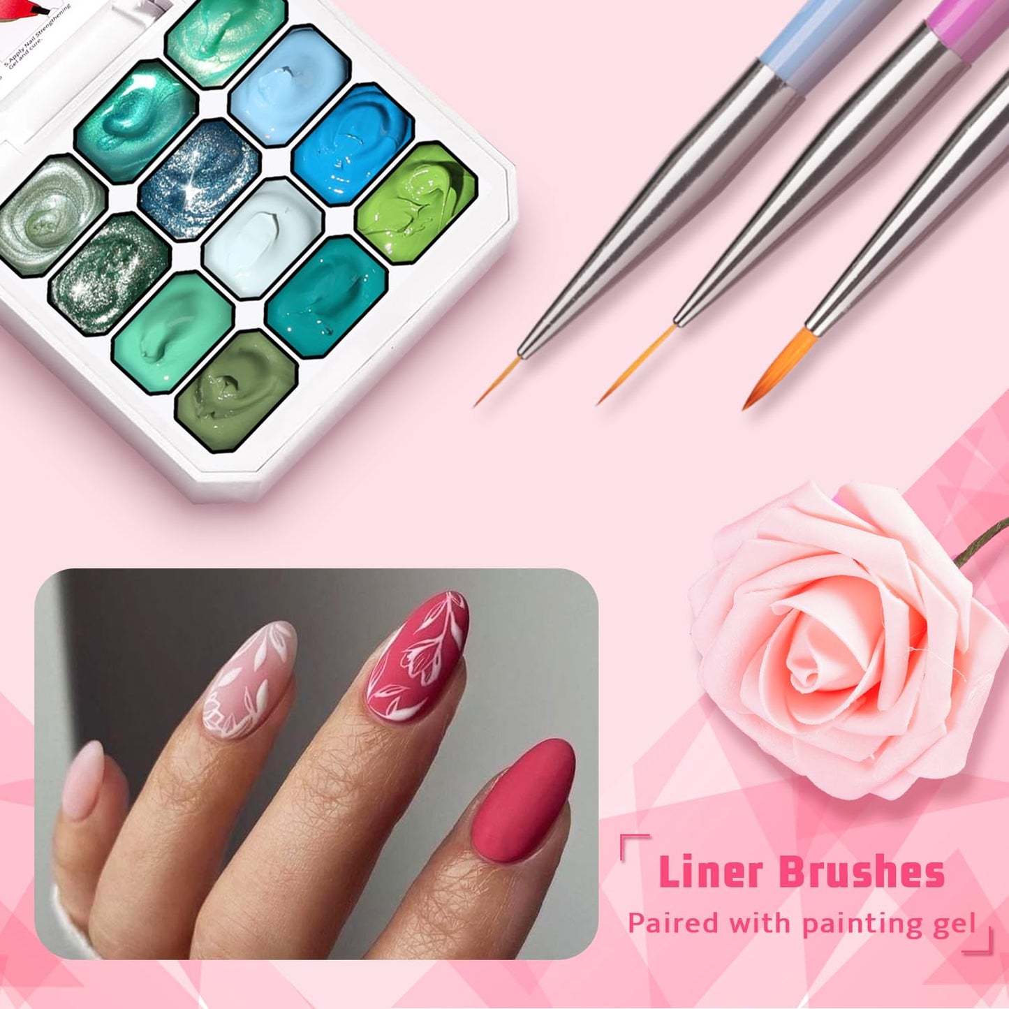 Sponge Pat Paint Nail Gel, Ombre Nails Gradient Gel Nail Blush Blooming Aura Nails Drawing Stripper Floral Painting DIY Nail Art, No Wipe, UV/LED Curing (12 Colors L)-Velvo Beauty