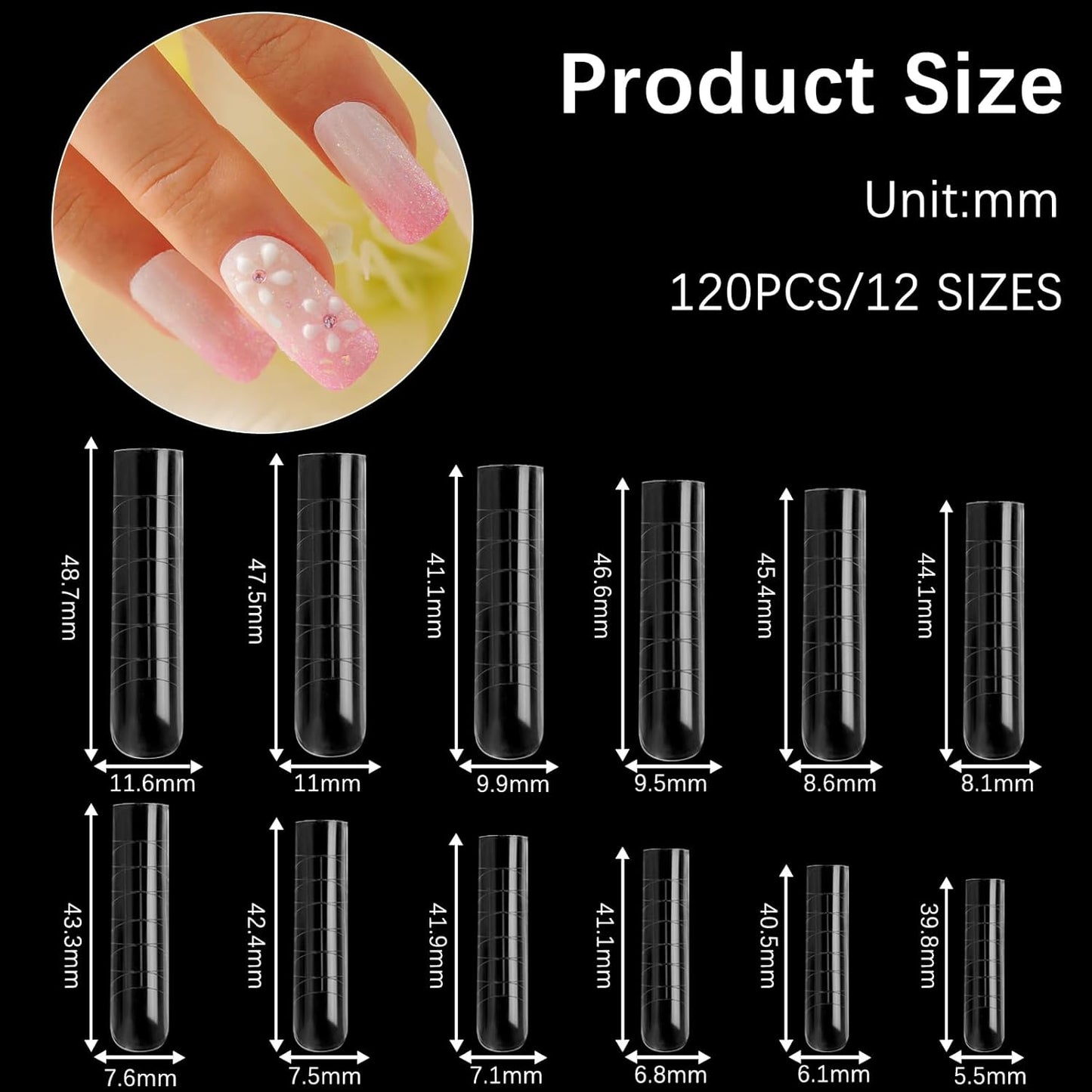 120 Pcs Poly Extension Gel Dual Nail Forms - Long U-Shaped Thickened Coffin Nail Molds for Gel Manicure & Salon DIY at Home-Velvo Beauty