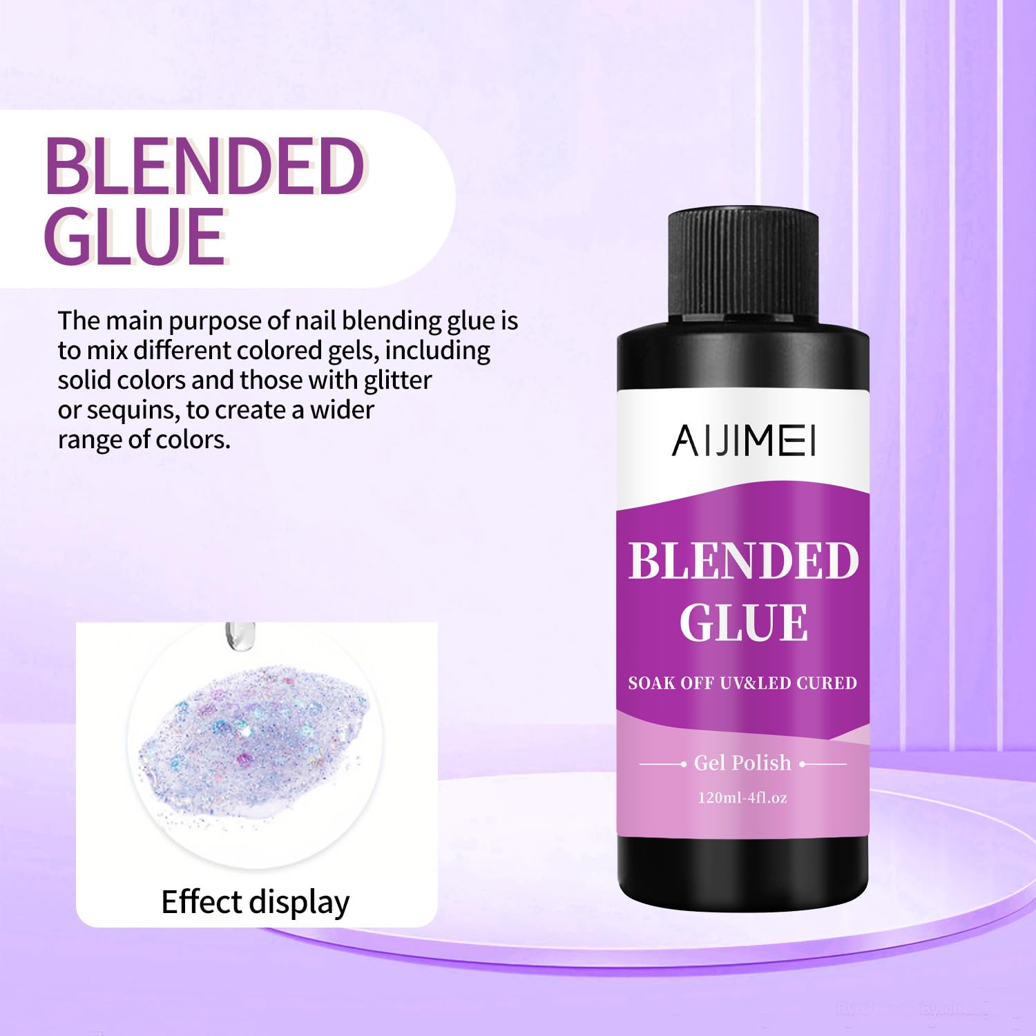 AIJIMEI 4fl.oz Clear Nail Blending Glue, Nail Polish Thinner Glue for Blending, diluting, Mixing Glitter Powder Mixer Gel Polish Dilution Color Sequins MixingGlue 120ml for Nail Designer-Velvo Beauty
