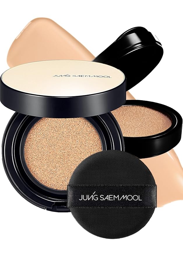 JUNG SAEM MOOL Essential Skin Nuder Longwear Cushion 0.98 Fl Oz (Light), Refill Included, 24H Lasting Cushion Foundation with High Coverage, Semi-Matte Natural Finish, Korean Foundation Makeup-Velvo Beauty