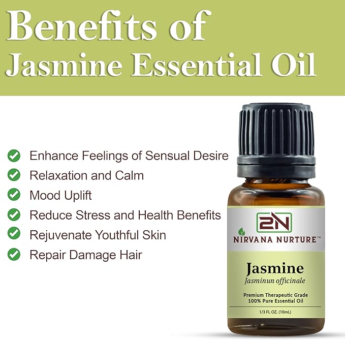 Jasmine Essential Oil 100% Pure Premium Therapeutic Grade, Undiluted - Aromatherapy Diffuser for Calm and Relaxation, Skin Care, Hair Care-Velvo Beauty