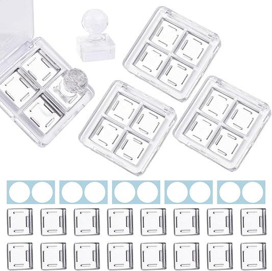 Framendino, 4 Sets Acrylic Empty Eye Shadow Pallet 4 Grids Eye Shadow Storage Case with Acrylic Seal for DIY Craft-Velvo Beauty