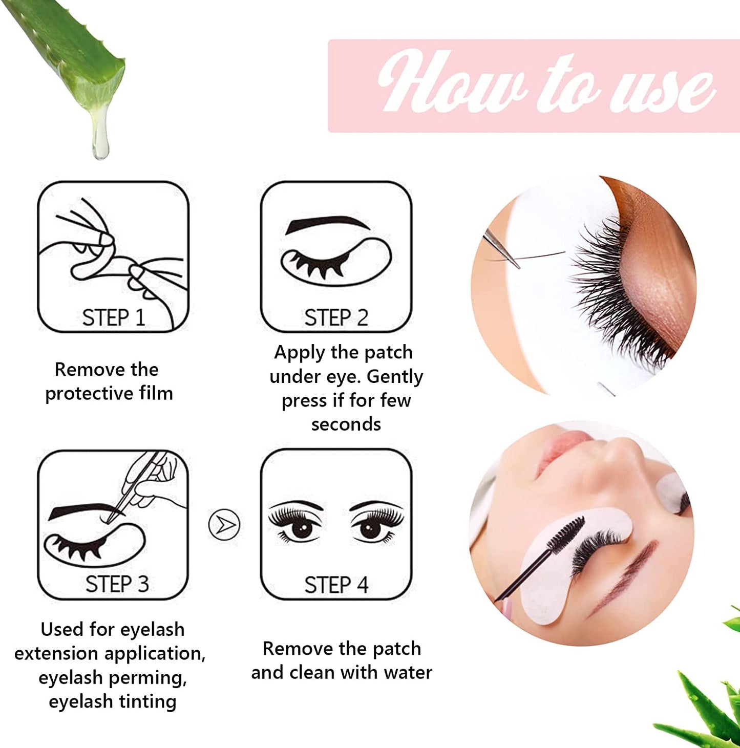 100 Pairs GreenLife Natural Hydrogel Eye Gel Pads - Collagen and Aloe Vera Patches for Under Eyes - Eyelash Extension Kit-Velvo Beauty