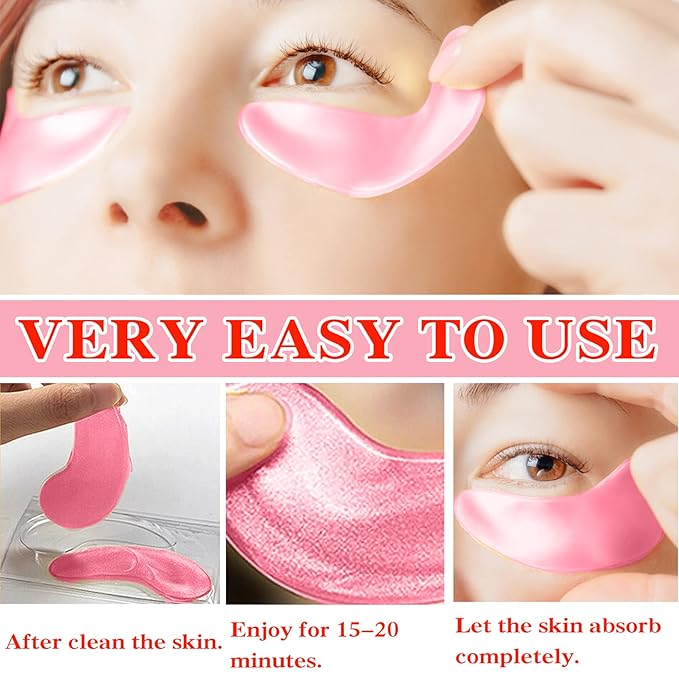 Eye Mask 60 pcs,Pink Collagen Under Eye Patches,Puffy Eyes and Dark Circles Treatments,Improve Reduce Under Eye Bags Smooth Wrinkles and Lighthen Fine Lines,Moisturizing,Improve and Firm eye Skin-Velvo Beauty