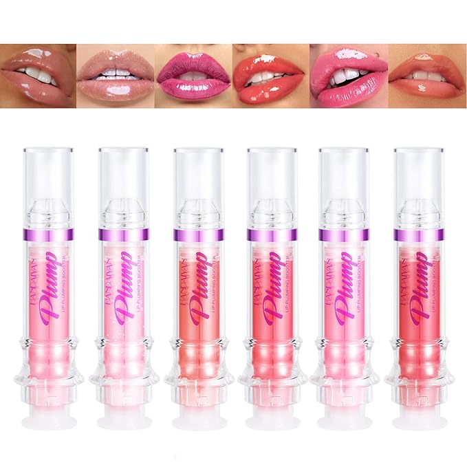 6pcs Lip Plumping Booster Gloss Set, High Shine Glossy & Pearl Effect, 6 Colors Hydrating Liquid Lipstick Set, Infused with Hot Chili Extract for Plumper Looking Lips-Velvo Beauty