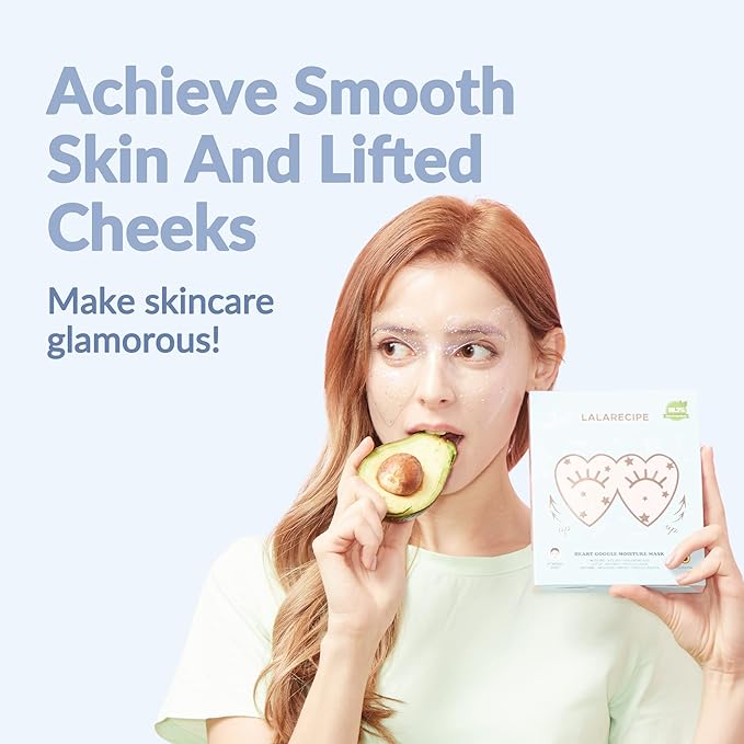 Avocado Heart-Shaped Collagen Under Eye Masks | Brightening Eye Mask Pads w/Hyaluronic Acid & Niacinamide | Hydrogel Depuffing Under Eye Patches for Dark Circles and Puffiness (Pack of 10)-Velvo Beauty