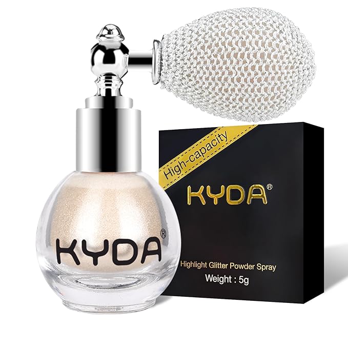 KYDA Highlighter Powder Spray, Glitter High Gloss Spray Shimmer Sparkle Powder Makeup Spray, for Face Body Cosmetic-Light Gold-Velvo Beauty
