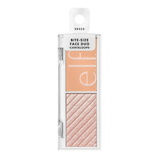 e.l.f. Cosmetics Bite-Size Face Duo, Highlighter, Bronzer & Blush Palette, Highly Pigmented, Cantaloupe, 0.049 Oz (1.4g), 0.049 ounces-Velvo Beauty
