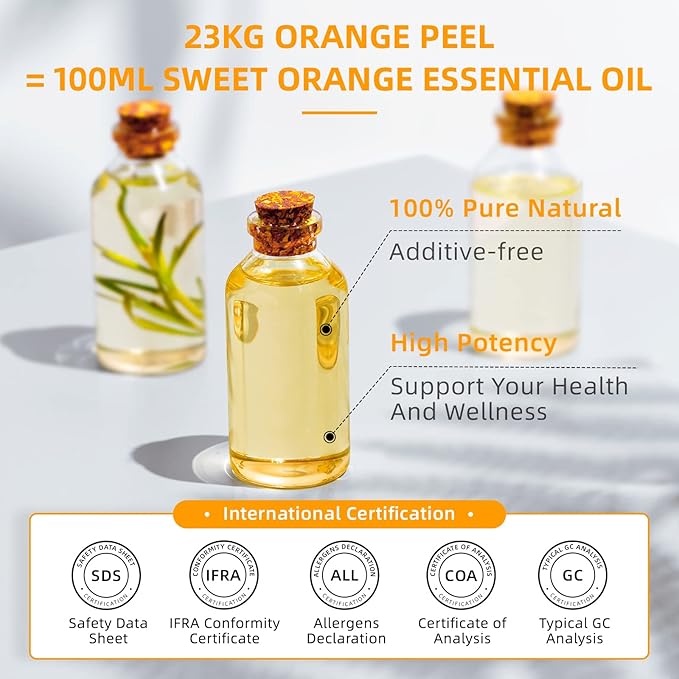 HIQILI 16 Fl Oz Orange Essential Oil, Pure and Natural for Diffuser, Skin - 500ML-Velvo Beauty