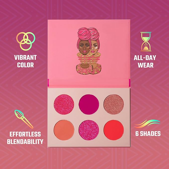 Juvia's Place Palette The Sweet Pinks - Deep Fuchsia, Soft & Sweet Pink, Shades of 6, Pressed Pigments Palette, Professional Makeup, Pigmented Pan Palette, Makeup Palette for Color & Shine-Velvo Beauty