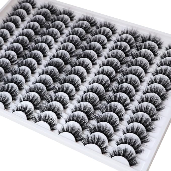 False Eyelashes 48 Pairs Faux Mink Lashes 14mm Wispy Lashes 3D Fluffy Cat Eye Lashes Pack Bulk Wholesale Strip Lashes(style 48-032)-Velvo Beauty