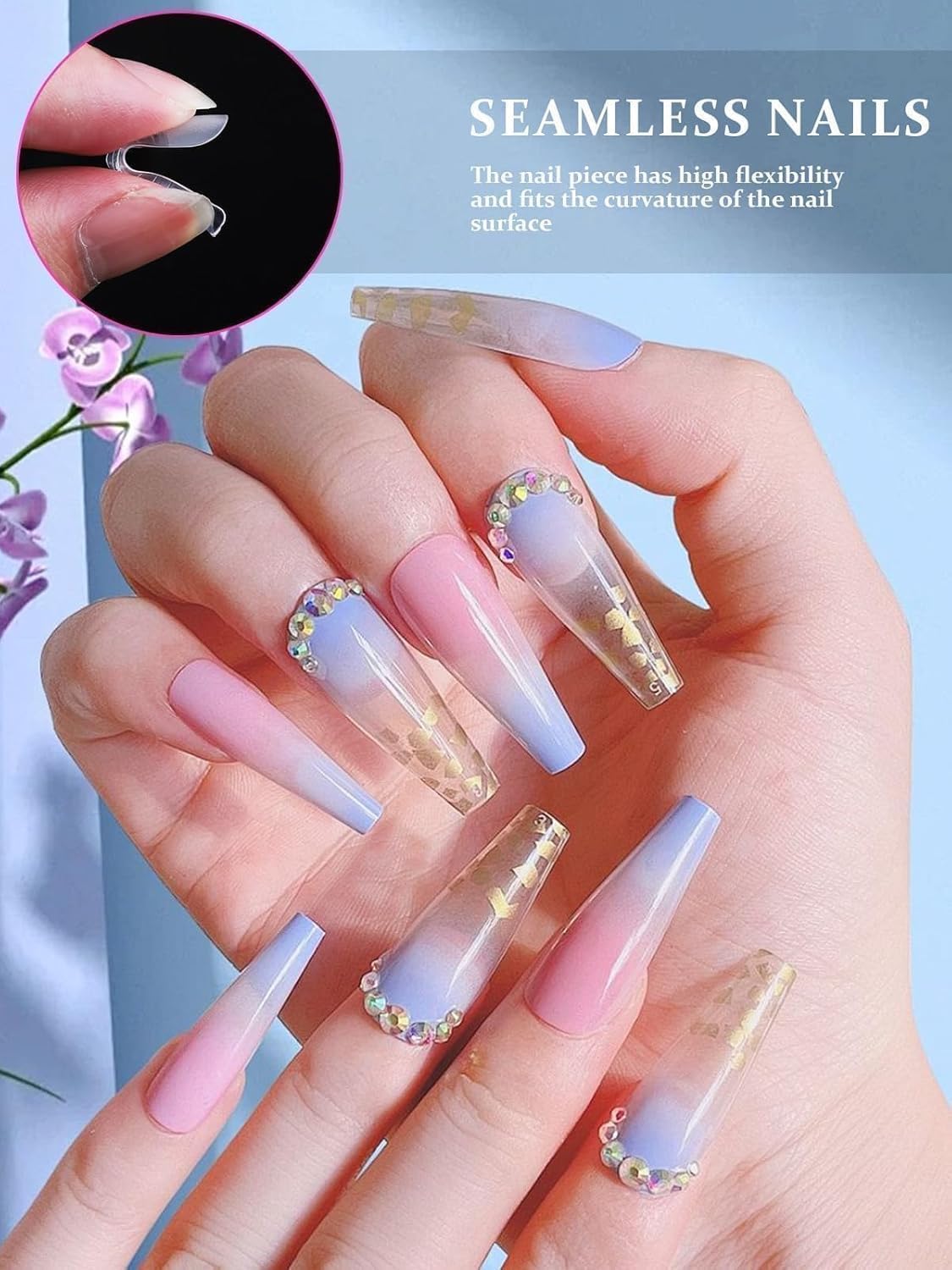 EBANKU 120Pcs Poly Gel Nail Forms, T-Shape Matte Dual Forms Clear Nail Tips Mold for Builder Gel Square Nail Extension Manicure Tools Salon-12 Sizes-Velvo Beauty