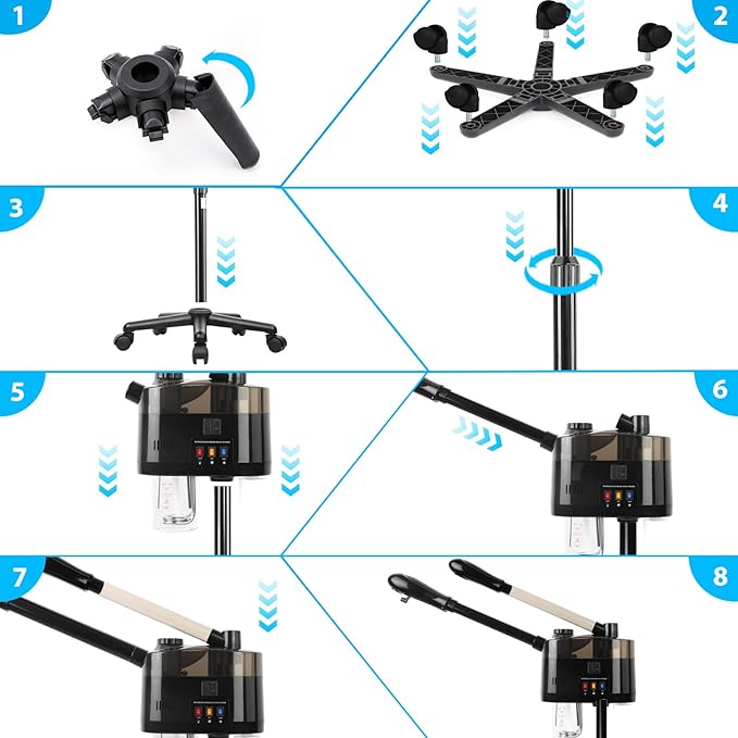 Professional Facial Steamer, Hot&Cold Mist Facial Steamer, Facial Humidifier on Wheels, Esthetician Steamer for Facial Deep Cleaning and Moisturize, Suitable for Spa, Salon and at Home Use-Velvo Beauty