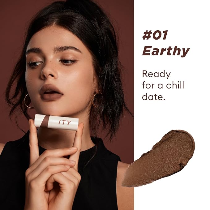 ITY Velvet Matte Finish Lip Stain-Mousse Textured Lip Clay, Nude Shade, Conceals Lip Lines, Rich Pigment Lip Tint Lipsticks, 0.14 oz (4g) in Earthy-Velvo Beauty