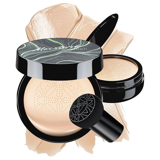 Mushroom Head Air Cushion CC Cream - BB Cream Face Makeup Foundation for Mature Skin Moisturizing Concealer Brighten Long-Lasting, Even Skin Tone for All Skin Types, Ivory Color-Velvo Beauty