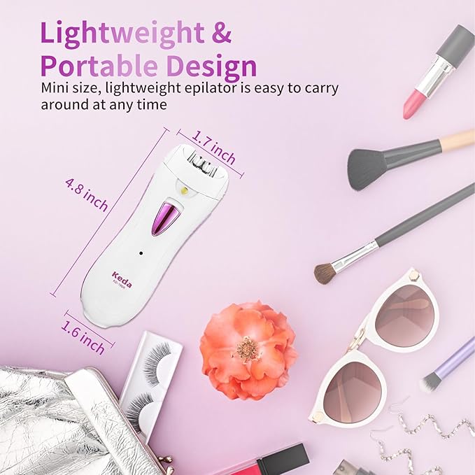 Smooth Glide Epilators Hair Removal for Women, Rechargeable Epilator, Portable Glamorous Skin Epilator for Women Face with LED Light, Hair Removal Device for Armpits/Bikini Line/Chin/Arms/Legs-Velvo Beauty