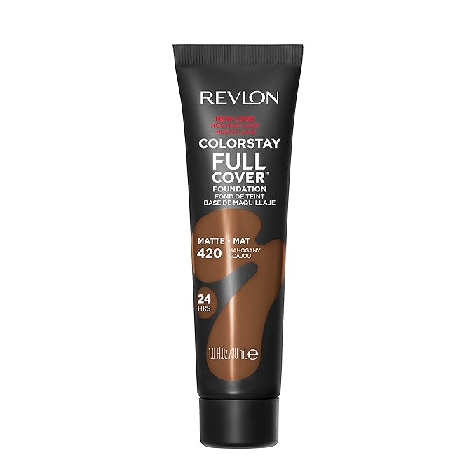 Revlon ColorStay Full Cover Longwear Matte Foundation, Heat & Sweat Resistant Lightweight Face Makeup, Mahogany (420), 1.0 oz-Velvo Beauty