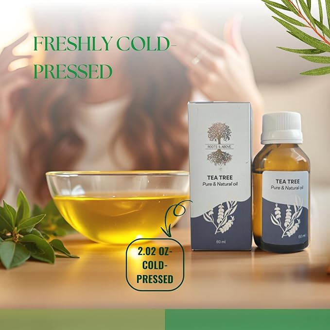 Roots & Above Tea Tree Essential Oil 2.02 Oz/60ml Pure Natural Oils for Skin, Face, Hair, Diffusers, Massage, Soap & Candle Making Scent-Velvo Beauty
