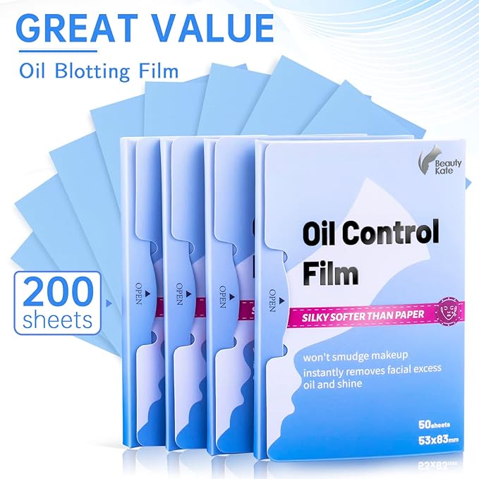 Great Absorbent Oil Blotting Sheets for Face - 10% Larger Oil Control Film 4pk/200 Makeup Friendly Blotting Paper for Oily Skin, High-Performance, Tear-proof Oil Absorbing Tissues-Velvo Beauty