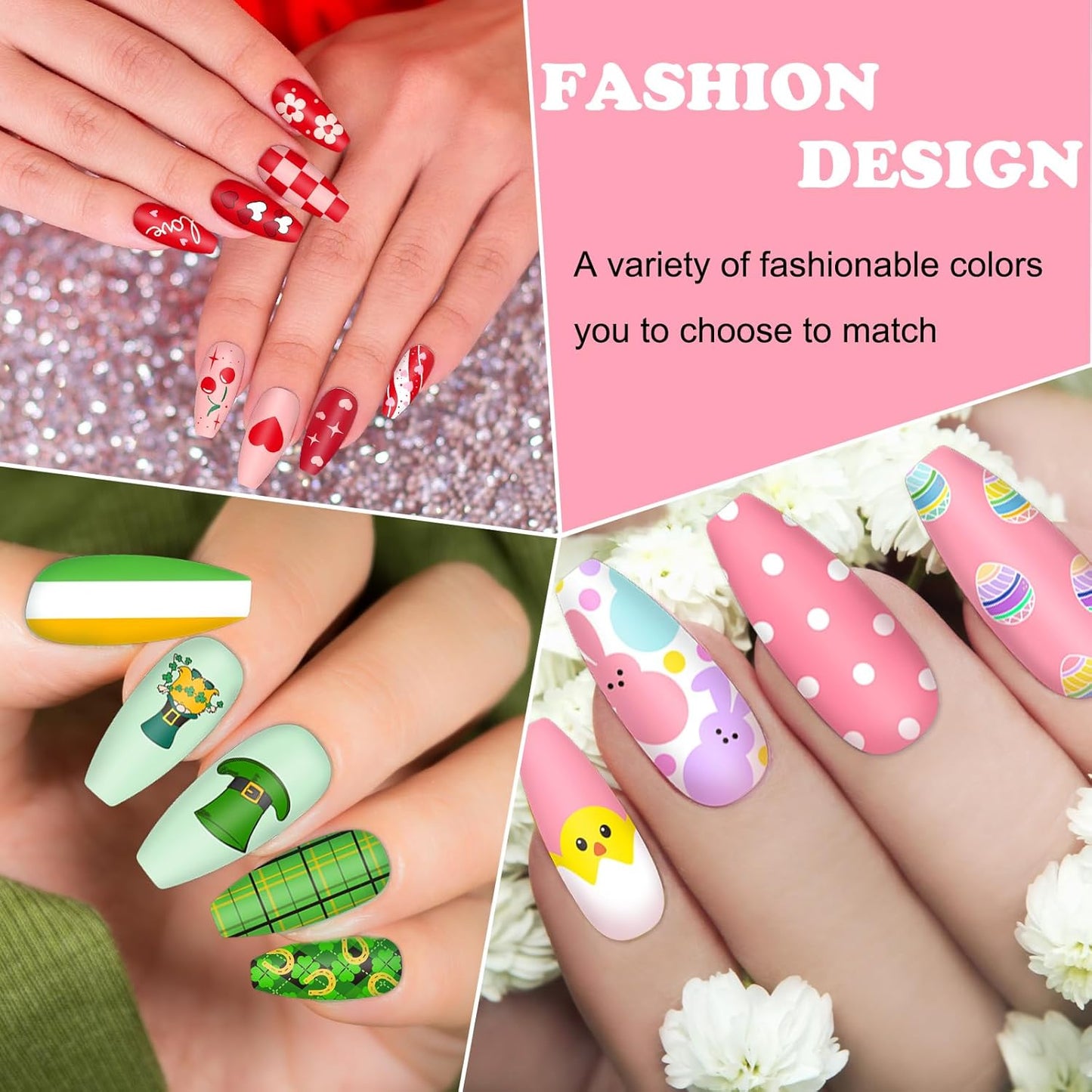 Whaline 6Pcs Valentine's Day St. Patrick's Day Easter Nail Plates Stamping Set Heart Shamrock Egg Stamp Templates Nail Art Plates for DIY Print Manicure Salon Design-Velvo Beauty