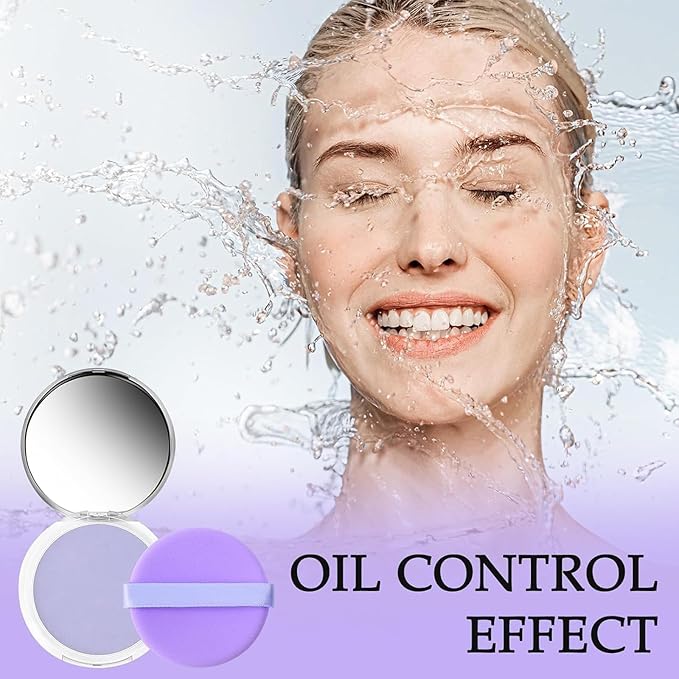 Chillab Lavender Matte Powder Oil Control Face Makeup Setting Powder, Chillab Polvo Compacto with Mini Powder Puff, for Silky Blurring Oil Control Long-Lasting Makeup-Velvo Beauty