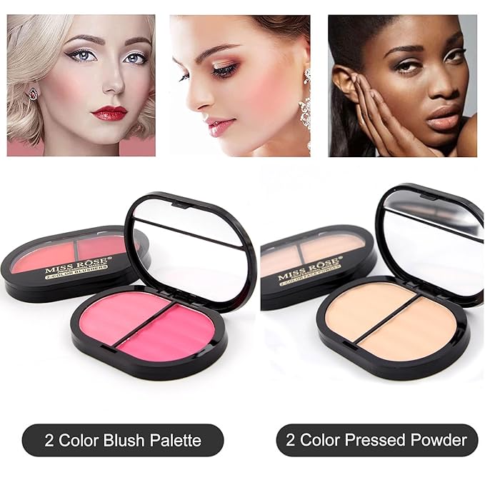 All in One Makeup Kit for Women - Full Professional Kit With Pressed Powder, Blush, Eyeliner, Eyeshadow, Mascara, Lip Gloss and Lipstick (Pink)-Velvo Beauty