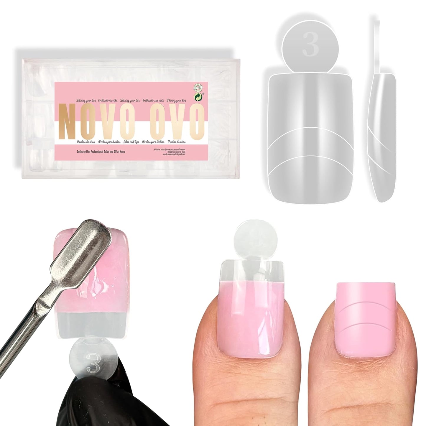 Upgrade Toe Dual Nail Forms for Poly Gel with Inner French Tips Auxiliary Line for Toenail Extension, Square Soft Gel Nail Extension, Full Cover Molds for Pedicure DIY x 15 Sizes 270 pcs-Velvo Beauty