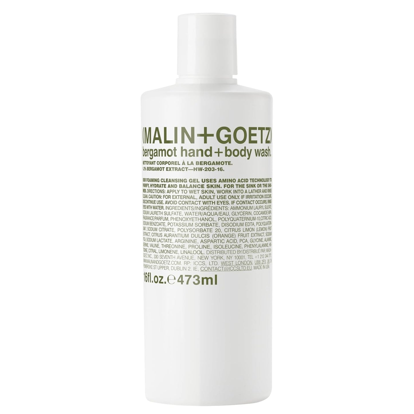 Malin + Goetz Essential Bergamot Purifying, Hydrating Hand + Body Wash, Natural Ingredients for All Skin Types, Soap for Sensitive, Dry Skin, No Stripping, Irritation, 16 Fl Oz-Velvo Beauty