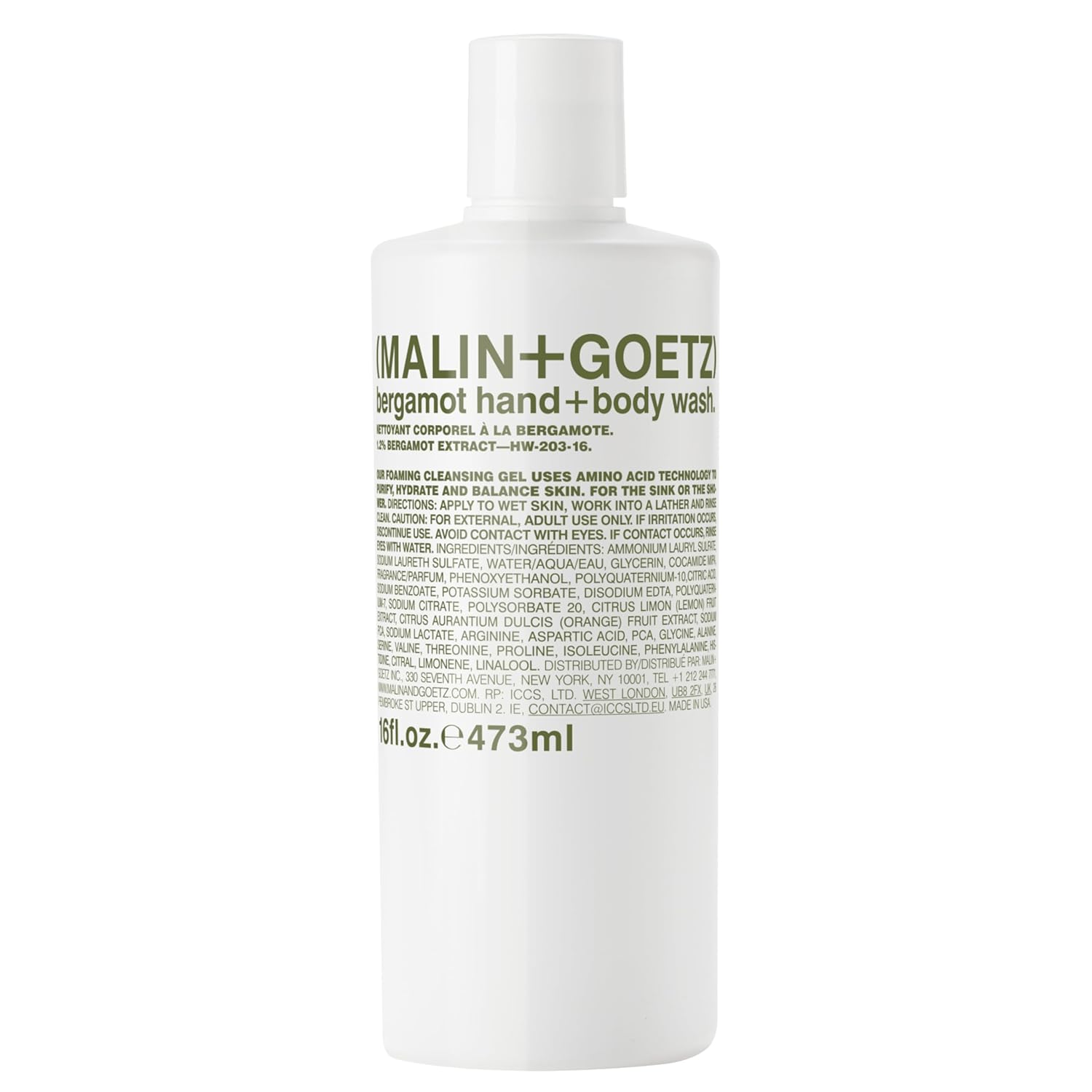 Malin + Goetz Essential Bergamot Purifying, Hydrating Hand + Body Wash, Natural Ingredients for All Skin Types, Soap for Sensitive, Dry Skin, No Stripping, Irritation, 16 Fl Oz-Velvo Beauty