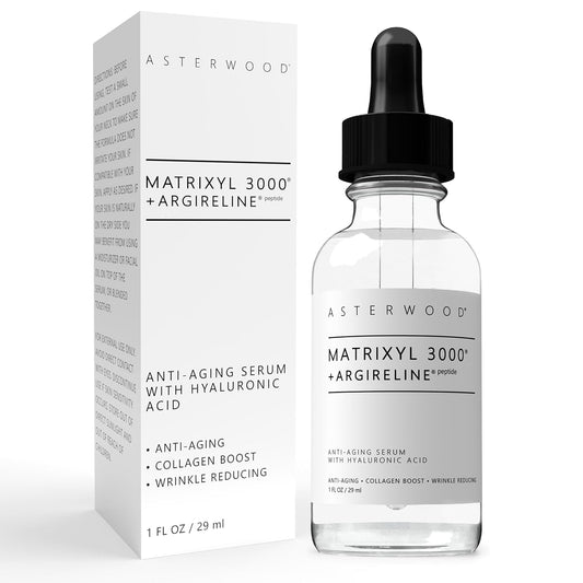 Asterwood Matrixyl 3000 + Argireline Serum for Face - Multi Peptide Serum with Hyaluronic Acid - Anti-Aging, Wrinkle Reducing, Collagen Boosting - Fragrance-Free - 1 Fl Oz-Velvo Beauty