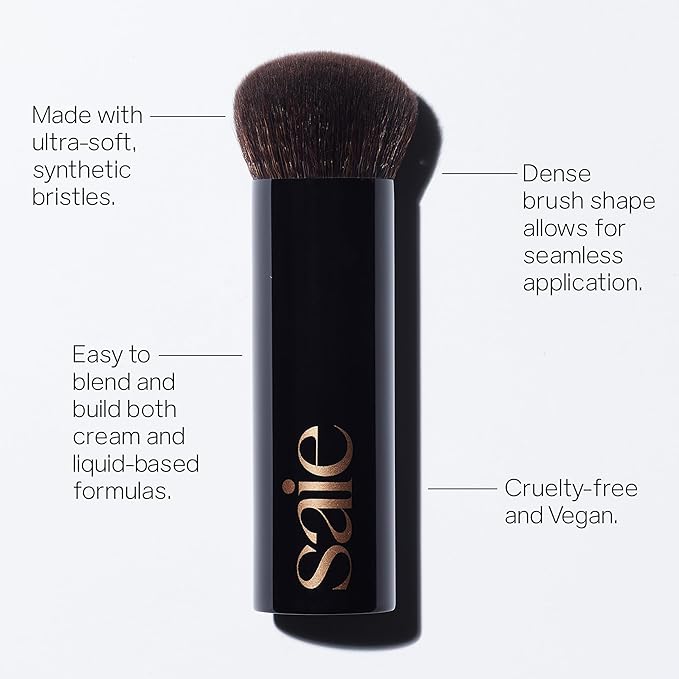 Saie The Big Liquid Foundation Brush - Soft, Multi-Use Makeup Brush for Buffing, Blending & Building - Made with Cruelty-Free, Synthetic Bristles & Creates a Seamless Finish (1 Count)-Velvo Beauty