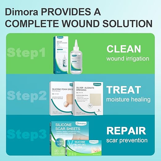 Dimora Hydrocolloid Wound Dressing, 10 Pack Ultra Thin 4" x 4" Large Patch Bandages with Self-Adhesive, Fast Healing for Bedsore, Burn, Blister, Acne Care, Sterile and Waterproof-Velvo Beauty