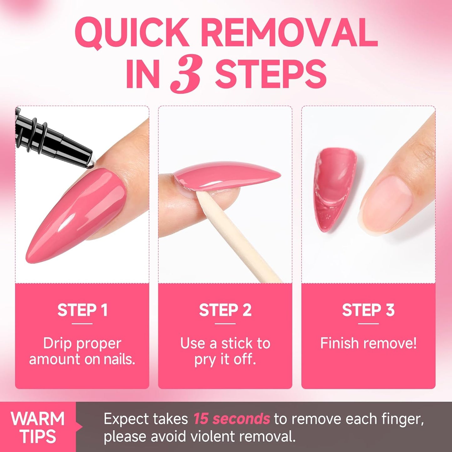 UNA GELLA Quick Removal Gel Nail Glue Remover for Press On Nails: Acrylic Nails Semi Solid Nail Glue Acetone-Free, Not for Gel Polish Base Coat Soak Off Remover Kit Drip Use, 12ml*2pcs-Velvo Beauty