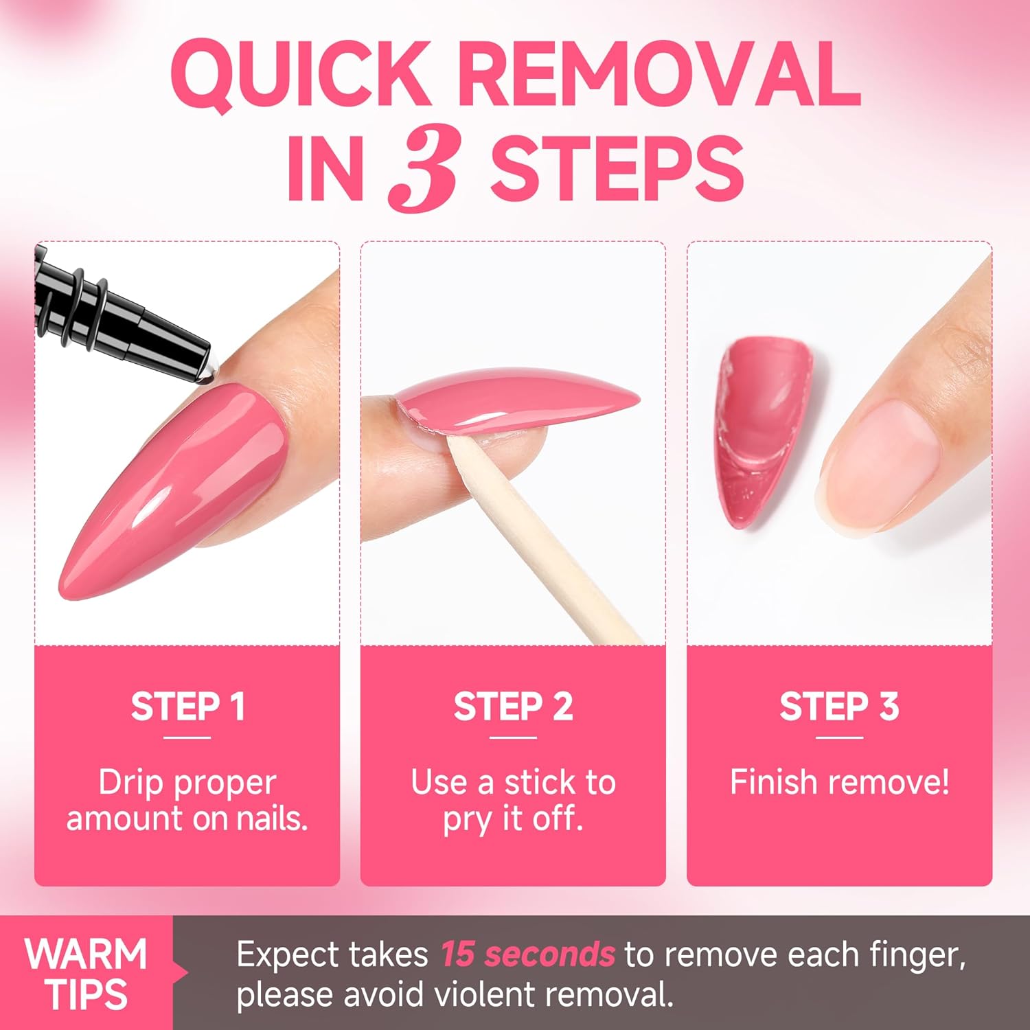UNA GELLA Quick Removal Gel Nail Glue Remover for Press On Nails: Acrylic Nails Semi Solid Nail Glue Acetone-Free, Not for Gel Polish Base Coat Soak Off Remover Kit Drip Use, 12ml*2pcs-Velvo Beauty