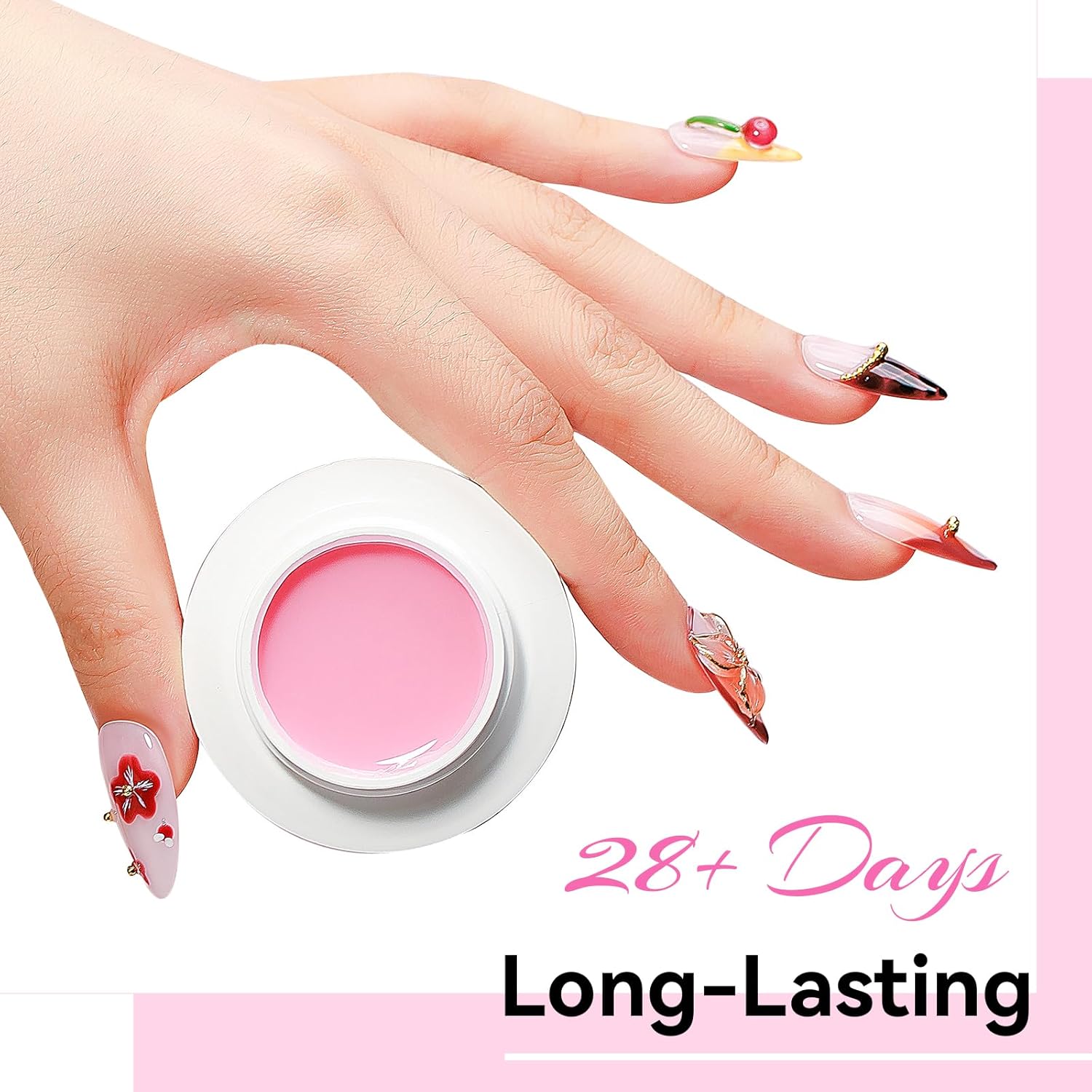 Solid Builder Gel for Nails 3PCS, Clear White Pink 3D Sculpting Hard Gel for Nail Art Non-Stick Hand, for Modeling, Sculpture, Nail Extension UV/Led Manicure DIY At Home 18g*3Colors-Velvo Beauty